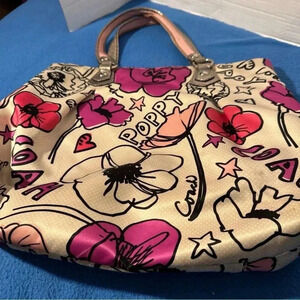Vintage Coach Poppy Handbag Large Pink Beige